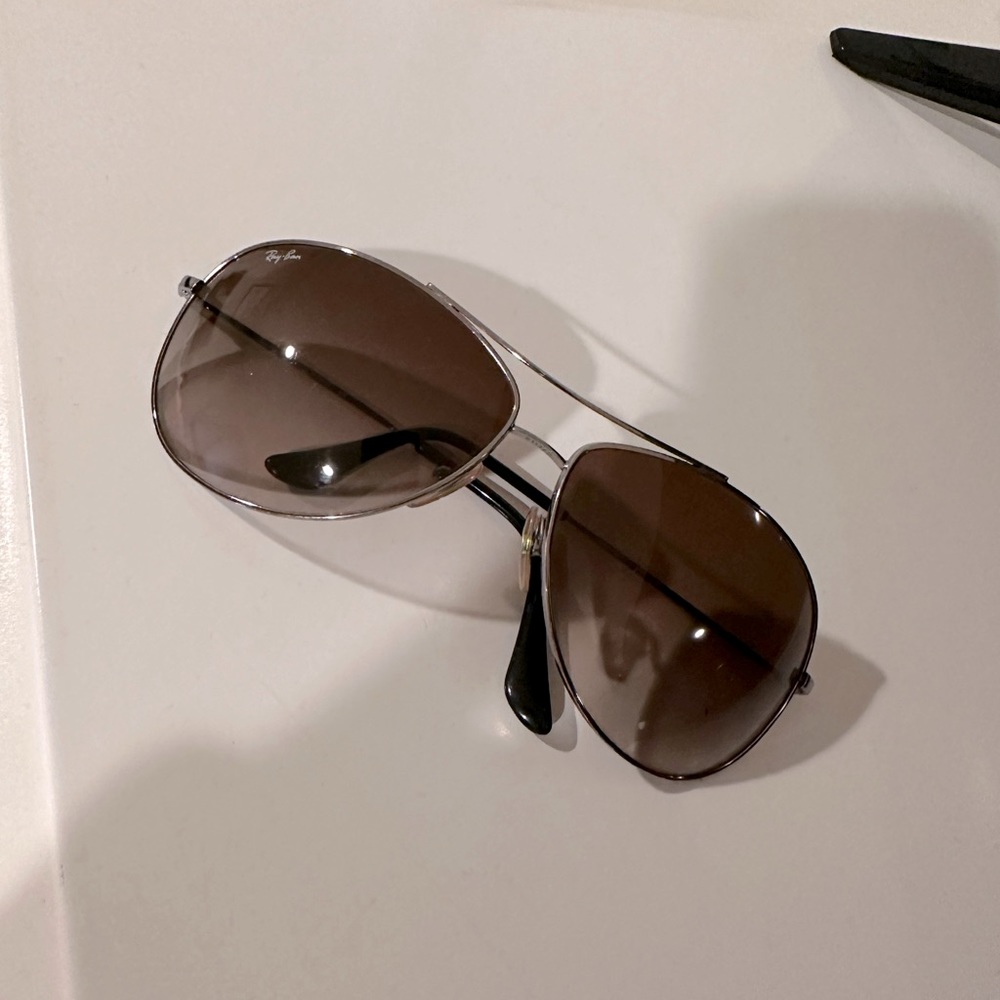 Ray-Ban Aviator Sunglasses Silver Frame Brown Gradient 3293
